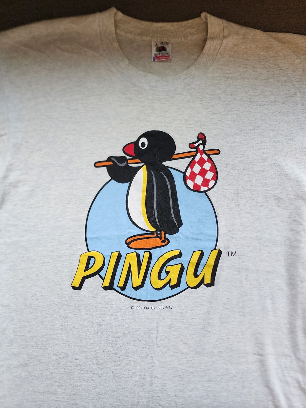 Vintage Authentic PINGU Graphic Tee - Light Gray T-Shirt Made in USA